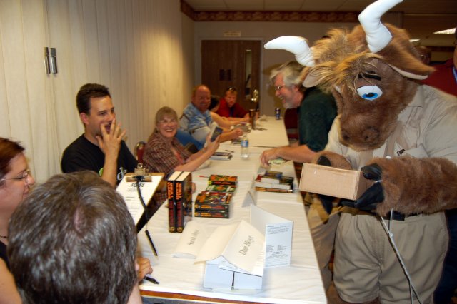 Orvan at the book signing.