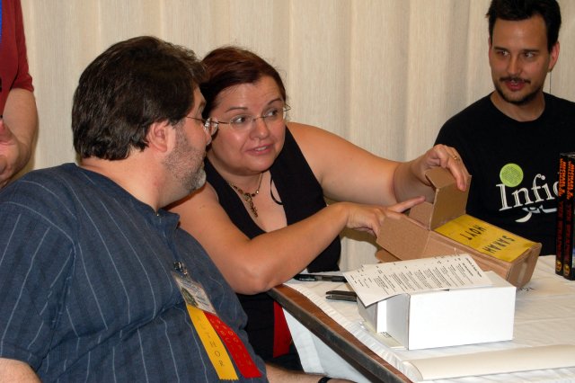 Checking the parcel again.