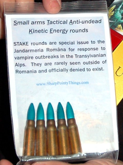 Small arms Tactical Anti-undeed Kinetic Energy rounds (wooden bullets)